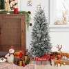 COZONY Flocked Artificial Christmas Tree, Slim Pre-Lit Snow Pine Xmas Tree with Metal Stand, Realistic Branches for Indoor Outdoor Holiday Home Decor - 4 of 4