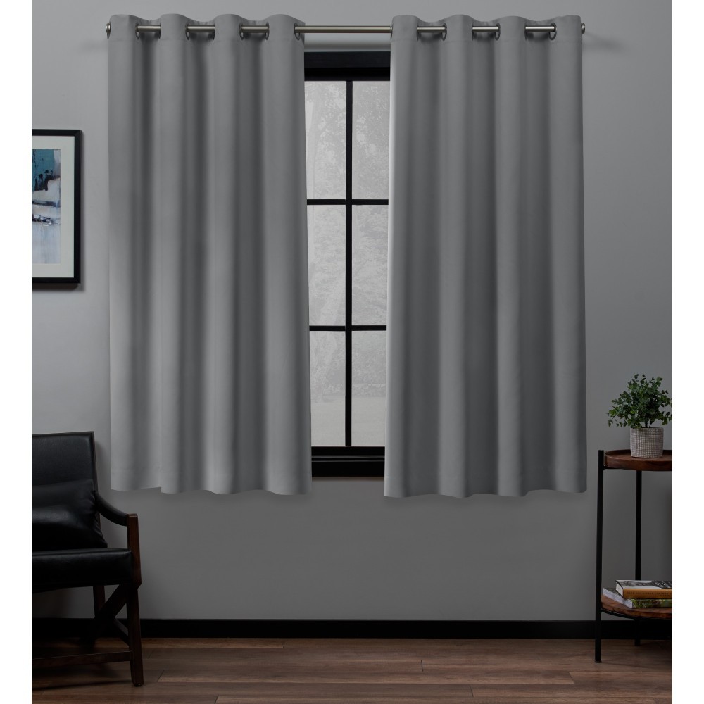 Photos - Curtains & Drapes Set of 2  Academy Total Blackout Grommet Top Curtain Panel Silver(96"x52")