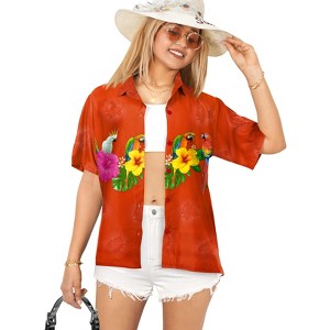LA LEELA Button Down Shirt Casual Summer Beach Party Blouse Shirt Hawaii Blouses Short Sleeve Vacation Dress Tops Tee Hawaiian Shirts - 1 of 4