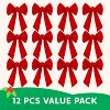 Joyfy 12 Pack Christmas Red Velvet Bows, 13"x9" Decorative Christmas Bows Gift Wrapping Accessory for Wreath Garland Tree Decor Holiday Decorations - 2 of 4