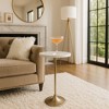 Elegant End Table, Side Table, or Small Night Stand for Room Decor - Slim Metal Drink Table with Marble Top and Trumpet Base - 3 of 4
