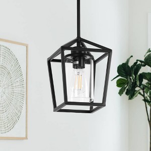 DORESshop 1-Light American Style Pendant Light with Clear Glass Shade, E26 Socke for Living Room No Bulbs Included - 1 of 4