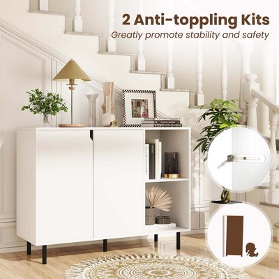 Costway Kitchen Sideboard Buffet with Adjustable Shelves 2 Doors Sturdy Metal Legs White — фото 7