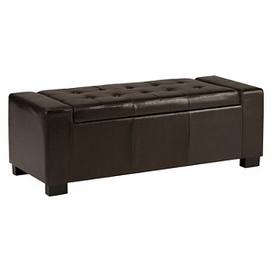 Santa Fe Large Storage Ottoman Tanners Brown Faux Leather - Wyndenhall