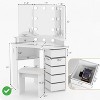 Corner Vanity Table w/5 Rotating Drawers 3 Color Lighting Brightness Adjustable - 2 of 4