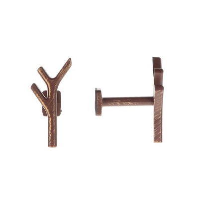 Evideco French Home Goods Curtain Tieback Hooks - Set of 2 Adhesive Metal Holdbacks for Drapery