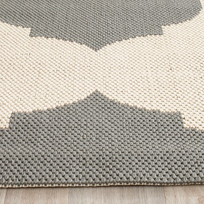 Beige and Anthracite Geometric 2'7" x 5' Indoor/Outdoor Rug