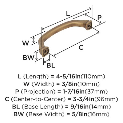 Gilded Bronze 3-3/4 Inch Traditional Cabinet Pull