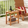 Tangkula Outdoor Acacia Wood Side Table 2-Tier Patio End Table w/ Slatted Tabletop - 3 of 4