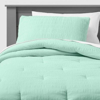 Full/Queen Kids' Comforter Set Windowpane Velvet Pink - Pillowfort™