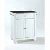 HomeStock  Cambridge Granite Top Small Portable Rolling Kitchen Island Storage Cart, Microwave Stand, White - 3 of 4