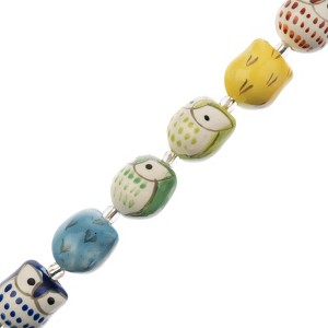 John Bead 7pcs 14x17mm Owl Mixed Color Animal Ceramic Beads - 1 of 3
