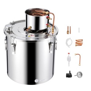 VEVOR Alcohol Still, 13.2 Gal / 50 L Stainless Steel Water Alcohol Distiller with Copper Coil, Home Brewing Refining Fermentation Kit, Silver - 1 of 4