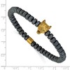 Chisel Stainless Steel Antiqued and Yellow IP-plated Wolf Head Matte 6.5mm Hematite Beaded 7.25" Stretch Bracelet - 4 of 4