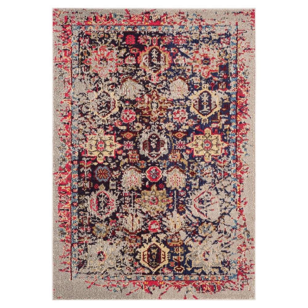 4'X5'7in Holly Burst Area Rug Gray/Red - Safavieh