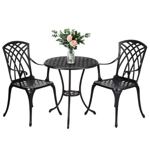 Whizmax 3-Piece Outdoor Cast Aluminum Bistro Set - Rust-Resistant Patio Table & Chairs with Umbrella Hole, for Garden, Balcony, Backyard - 1 of 4