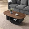 Lyngins Luxury Modern Oval Coffee Table, 47.24" Center Table with Storage Drawer & Shelf – Metal Frame, Faux Marble Top, Living Room Table - 3 of 4