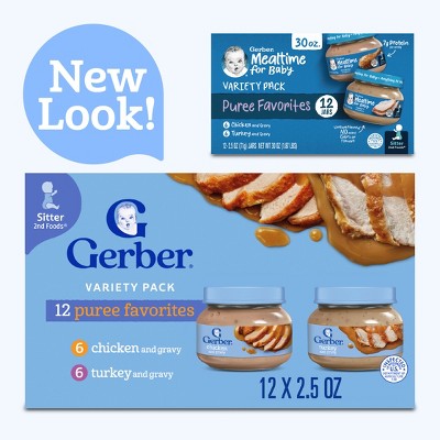 Gerber Baby Food Stage 2 Chicken and Turkey Puree Variety Pack