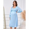 Clearlove Women's Maternity Dress Ruffle Long Sleeve Pregnancy Clothes Dress - 3 of 4
