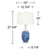 360 Lighting Marnie Modern Coastal Table Lamp 28" Tall Blue Art Glass White Fabric Drum Shade for Bedroom Living Room Bedside Nightstand Office House - 4 of 4