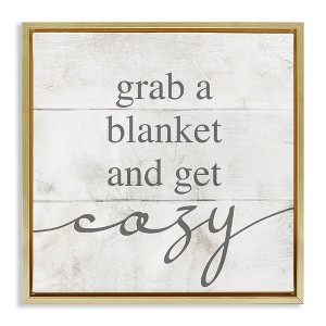 Stupell Industries Grab Blanket Get Cozy Phrase Floating Frame Canvas Art - 1 of 4