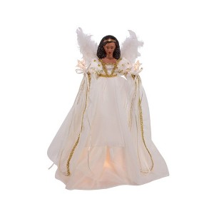 Kurt Adler UL 10-Light Ivory and Gold Christmas Treetop Angel, 16" - 1 of 4