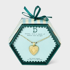 14K Gold Dipped Heart Charm Initial Necklace - A New Day™ Gold - 1 of 4