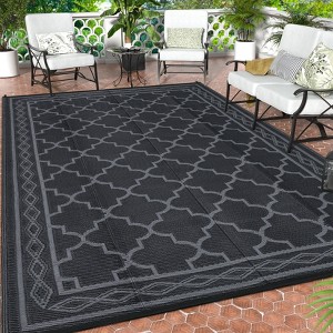 Reversible Rug, Waterproof Geometric Mat for Patio, Deck & Picnics - 1 of 4