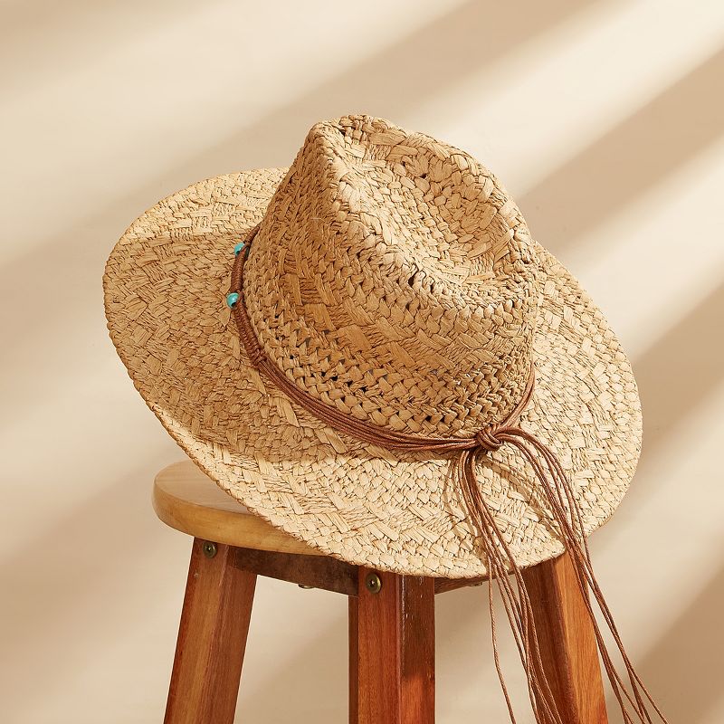 Women's Faux Turquoise Band Straw Hat - Cupshe, 5 of 6