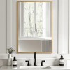MAYEERTY Hanging Mirror Aluminum Alloy Thin Edge Right Angle Rectangle Gold 36x24x1in Double Sided - 3 of 4