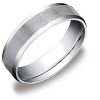 Pompeii3 Men's 10k White Gold 6mm Plain Wedding Band with Satin Center and Beveled Sides - 2 of 4