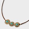 Adjustable Faux Leather Western Choker Necklace - Wild Fable™ Gold/Blue: Slide Closure, 80% Recycled Zinc - 4 of 4