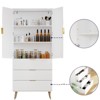 GlasFlength Decorative Storage Cabinets ， Kitchen Bedroom and Living Room Clothes Bathroom Locker White 31.5"*15.7"*71" - 2 of 4