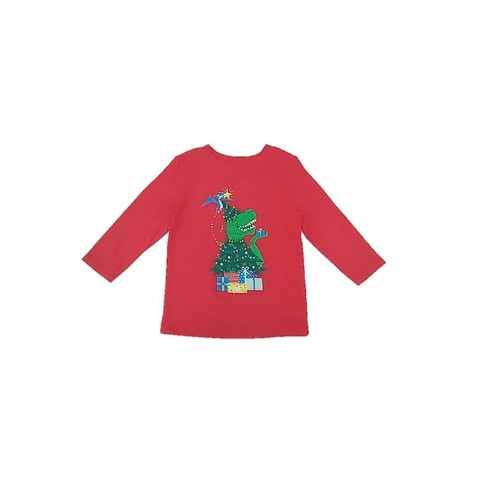Toddler Boys' T-Rex Christmas Tree Long Sleeve Graphic T-Shirt - Cat & Jack™ Red - image 1 of 3