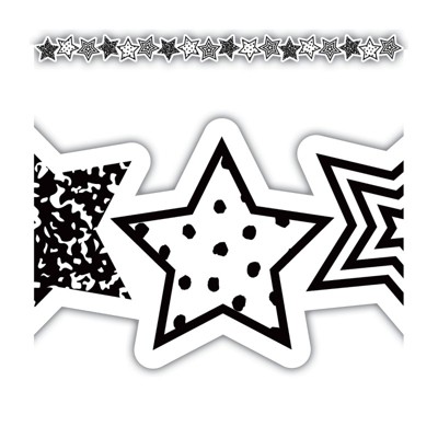 Teacher Created Resources Black and White Stars Die-Cut Border Trim, 35 Feet (Pack of 6)