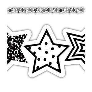 Teacher Created Resources Black and White Stars Die-Cut Border Trim, 35 Feet (Pack of 6) - 1 of 1