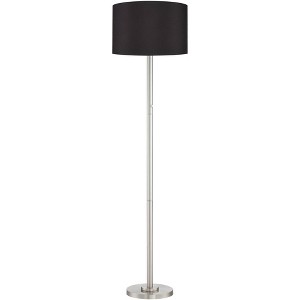 Possini Euro Design Meridian Modern 72" Tall Floor Lamp Brushed Nickel Metal Light Blaster LED Black Drum Shade for Living Room Bedroom - 1 of 4