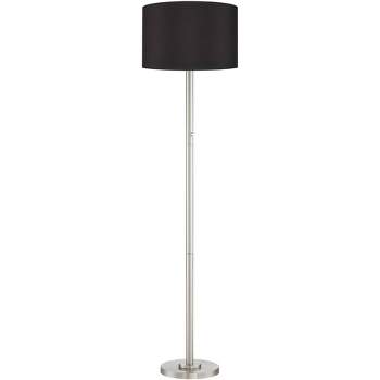 Possini Euro Design Meridian Modern 72" Tall Floor Lamp Brushed Nickel Metal Light Blaster LED Black Drum Shade for Living Room Bedroom
