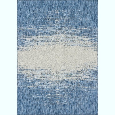 Modern Blue Abstract Outdoor Rug 8' x 11' - Easy Care Synthetic