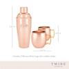 Twine Hammered Moscow Mule Mug Cocktail Set with Shaker for Mixed Drinks, Stainless Steel Kitchen Set, Barware, Set of 3, Copper - 3 of 4