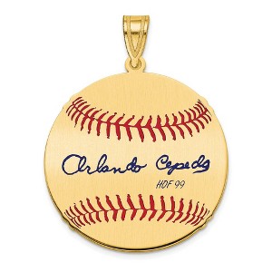 Black Bow Jewelry 14K Gold Plated Orlando Cepeda Signature MD Enamel Baseball Pendant - 1 of 4
