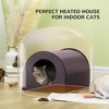 Whisen Dome Heated Cat House & Pet Beds, Portable and Waterproof Pet Shelter for Kitty in Winter - Brown - 4 of 4