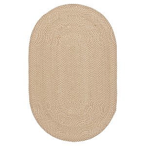Beige/Brown Solid Woven Oval Area Rug 5