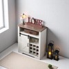 Farmhouse Wine Cabinet with Sliding Barn Door and Adjustable Shelf, Small Buffet Storage Cabinet for Kitchen or Dining Room - 2 of 4