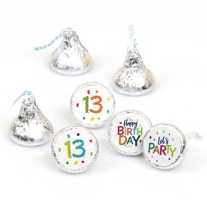 Big Dot of Happiness 13th Birthday Cheerful Happy Birthday - Thirteenth Round Candy Sticker Favors - Labels Fits Chocolate Candy (1 sheet of 108) - 1 of 4