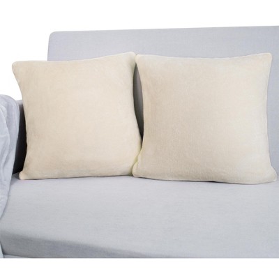 Ivory Velvet Flannel Throw Pillow Covers, Set of 2