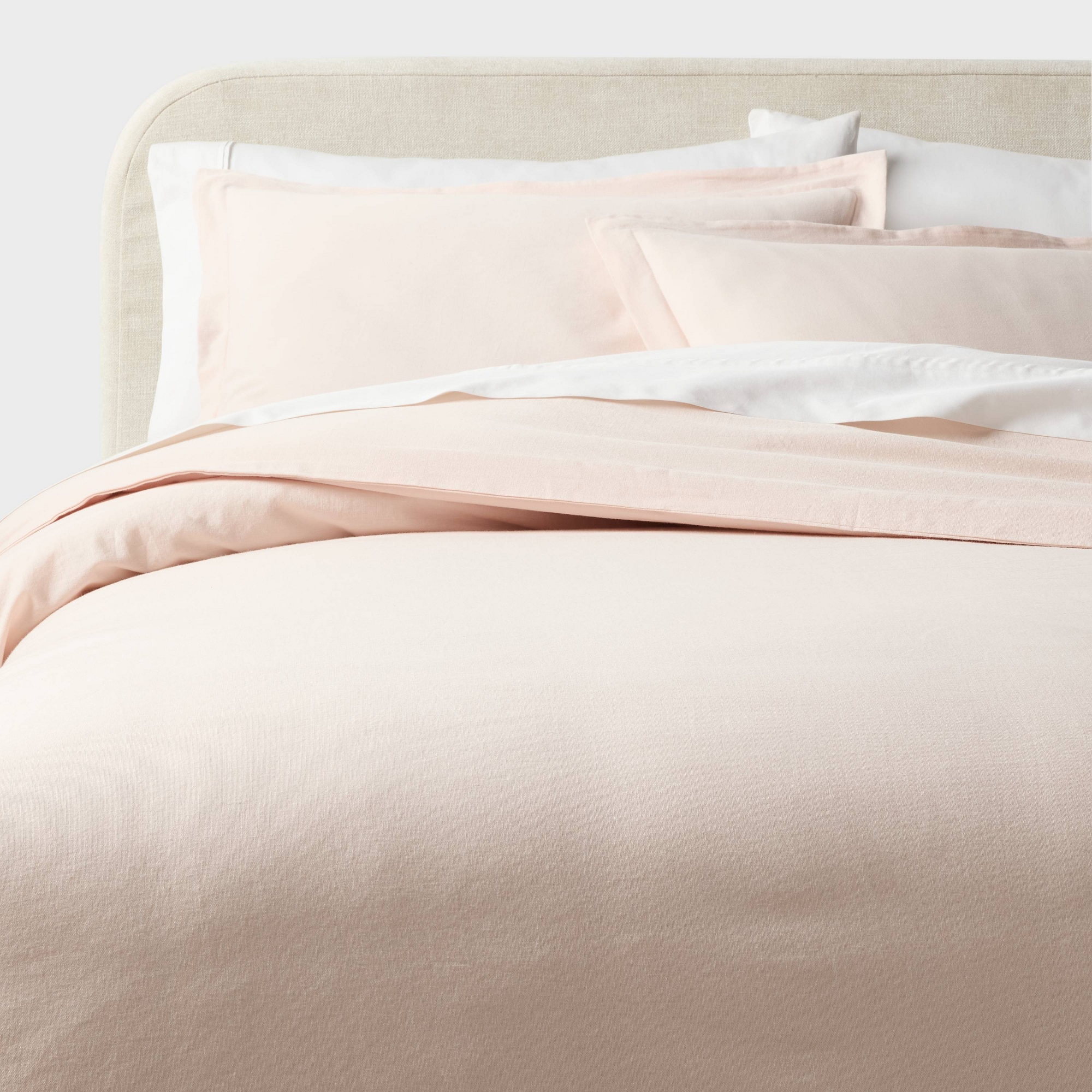 Full/Queen Casual Textured Cotton Duvet Cover and Sham Set Light Pink - Threshold™
