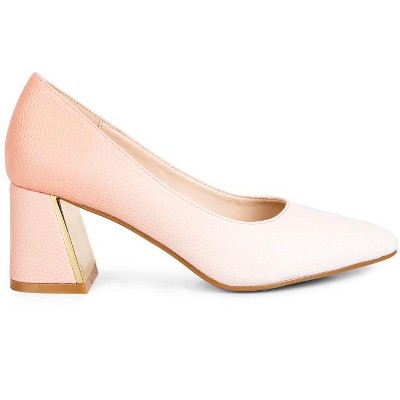 Harlow Metallic Accent Block Heel Women Pumps