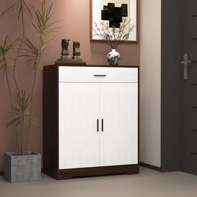 VYNXARIA Shoe Storage Cabinet with 3 White Panel Flip Drawers, Freestanding Organizer for Entryway, Narrow Shoe Rack Cabinet
