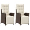 vidaXL Reclining Patio Chairs 2 pcs with Footrest Brown Poly Rattan - 2 of 4
